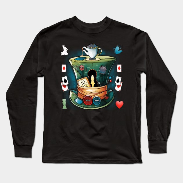 Mad Hatter Long Sleeve T-Shirt by Vallina84